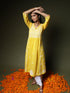 Hand embroidery Chikankari V Neck Anarkali Dress | Long Kurti in Cotton For Women
